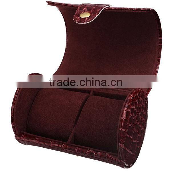crocodile pattern and saffiano leather wrist watch storage roll box watch case
