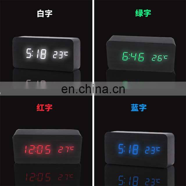 Rectangle Wood Wooden Led Desk Clock