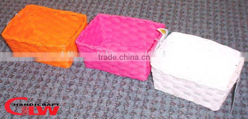 Paper rope basket in assorted colors,cheap gift basket,set of 3