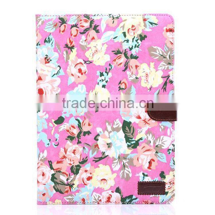 Flower wallet leather case For iPad 6