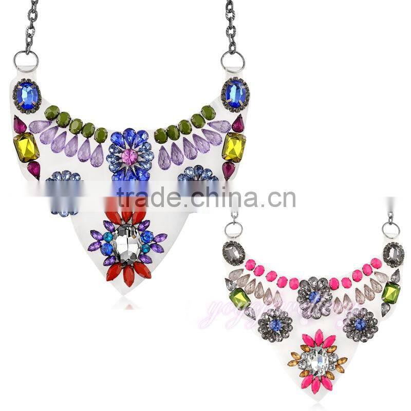 Bohemia design gold plated color stones choker fashion necklace