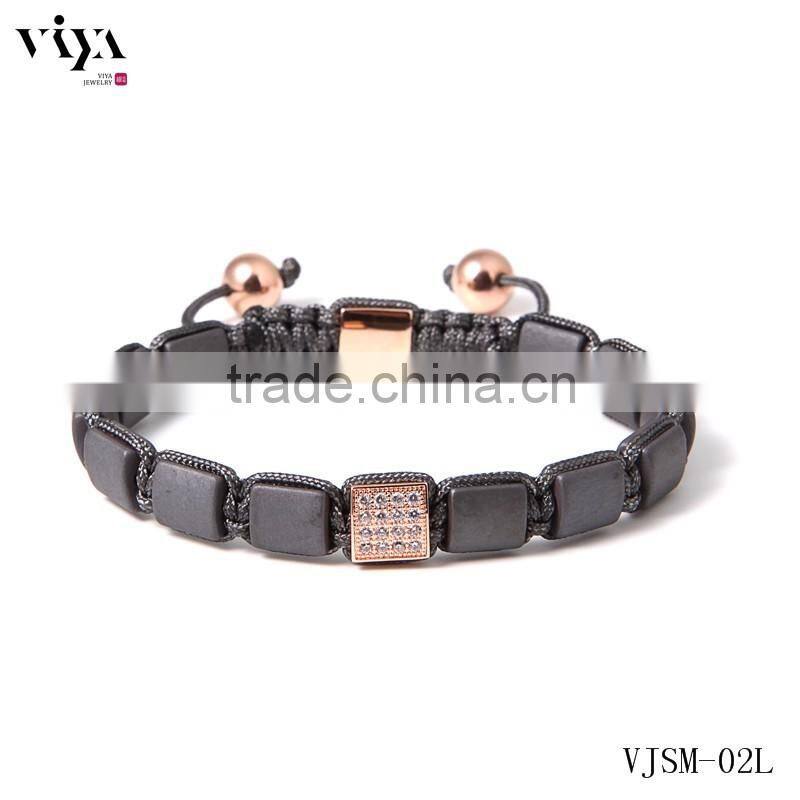 2016 royal blue natural square beads bracelets wholesale jewelry with round beads pendants unisex knotted accessory