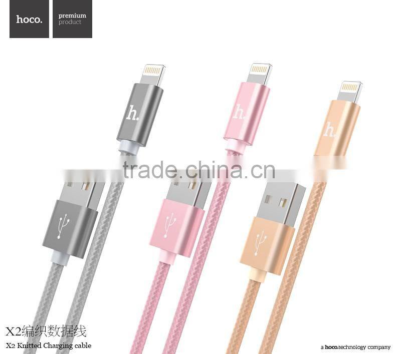 HOCO X2 Knitted charging cable for Apple/Android mobile phone Micro USB 2in1metal Weave Sync Data Cable for Apple/Android phone