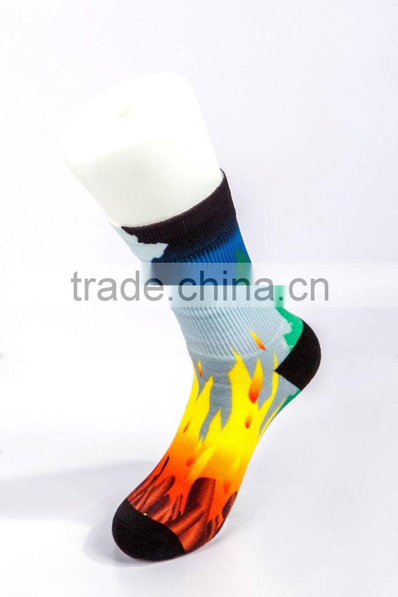 360 degree seamless digital printing brightly colored cartoon cotton socks