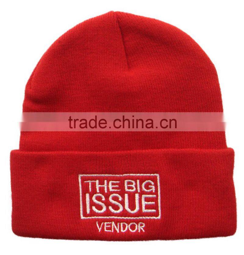 wholesale fashionable good quality cheap red knitted hat