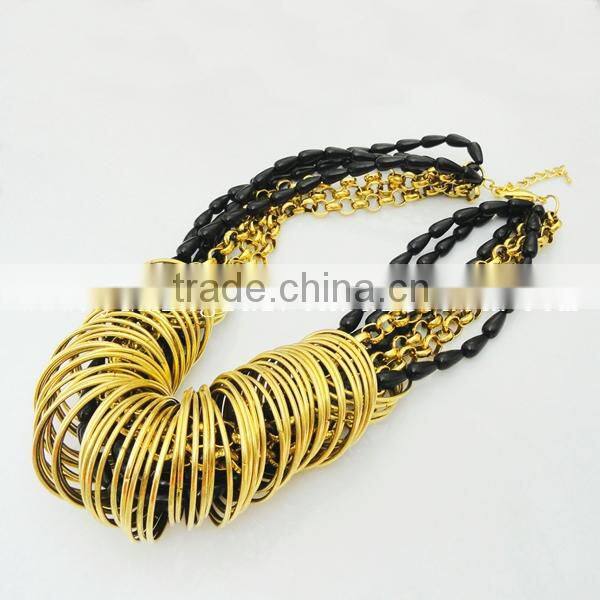 22k fashion gold kundan necklace set with black beads chain