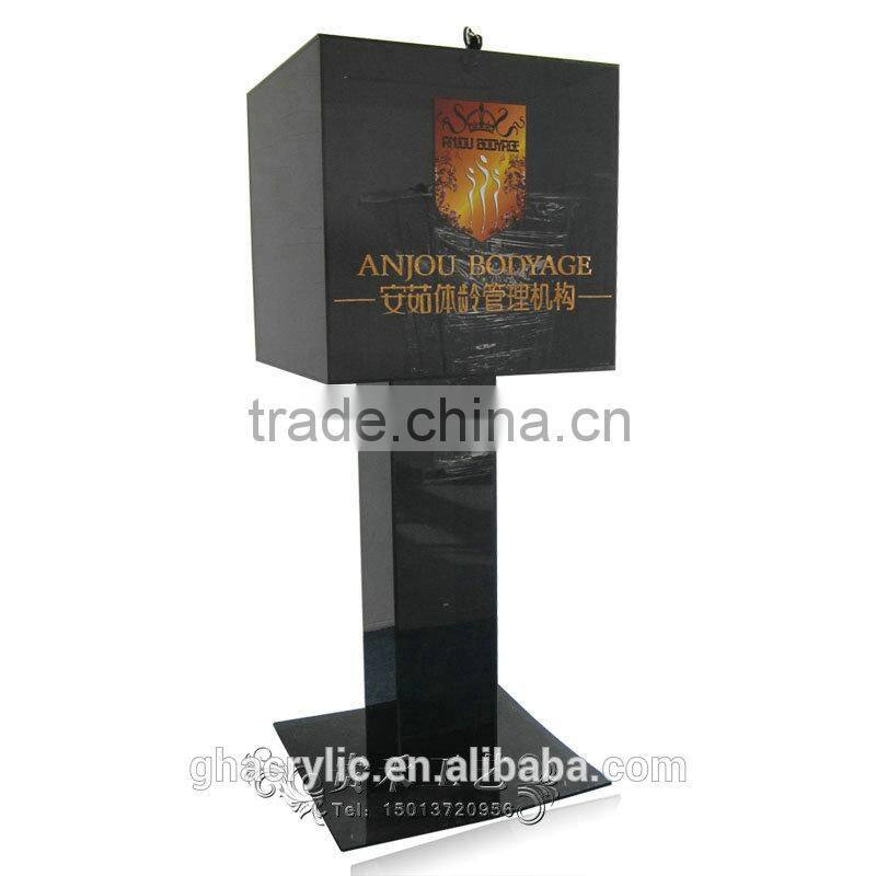 High quality donation money box with lock,black acrylic donation box