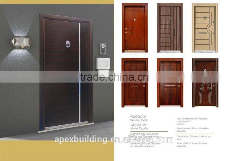 Indoor security door, steel door with home security door locks cylinder lock, metal entrance door