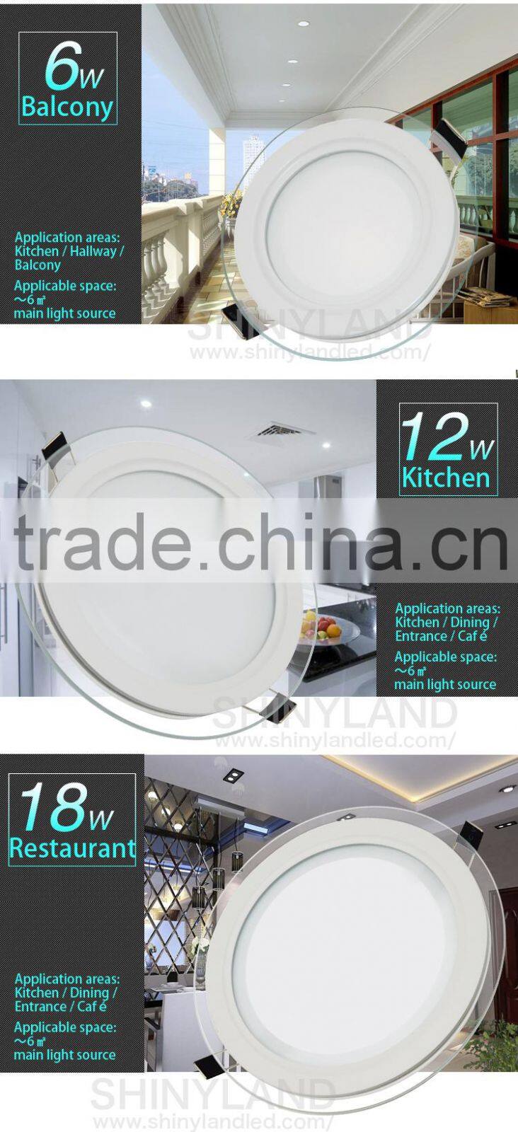 Chinese imports wholesale 18w round glass led light panel with CE certificate