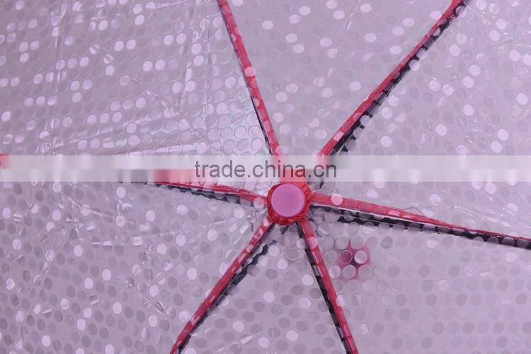 Customized Manual Open poe fabric 3 folding clear umbrella