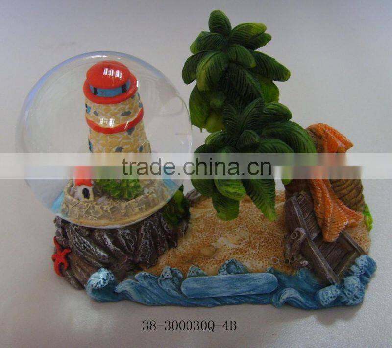 polyresin whale and light house water globe