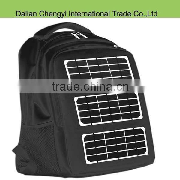 Exquisite hiking chargeable black solar panel backpack