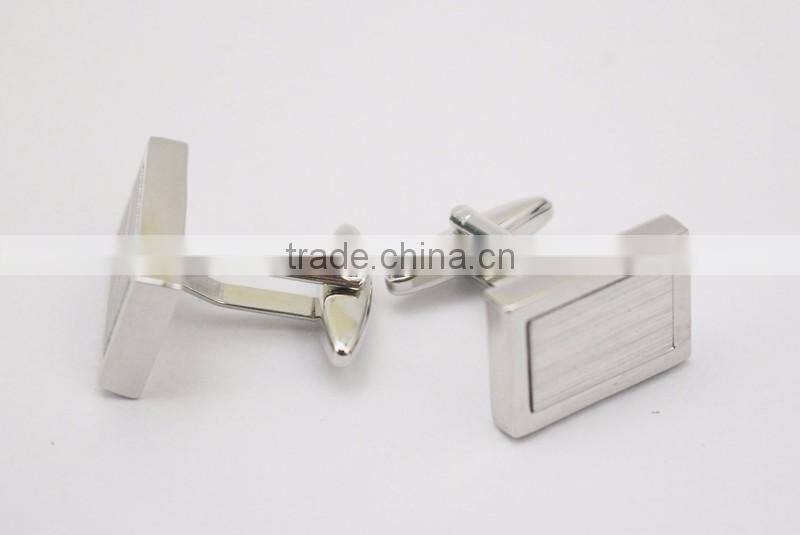Two Tone Blank Rectangle Silver Cufflinks For Mens