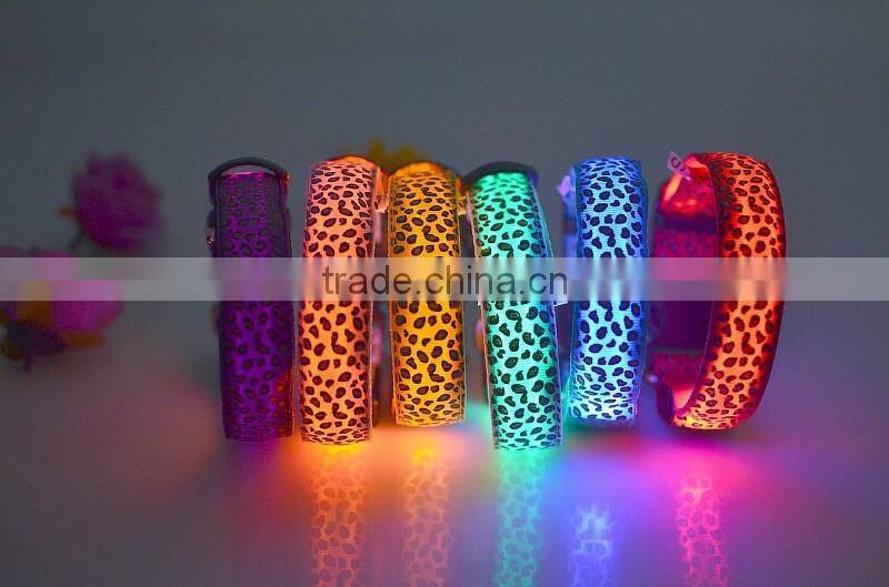 2016 A-bomb High quality leopard soft dog collar led pet dog collar
