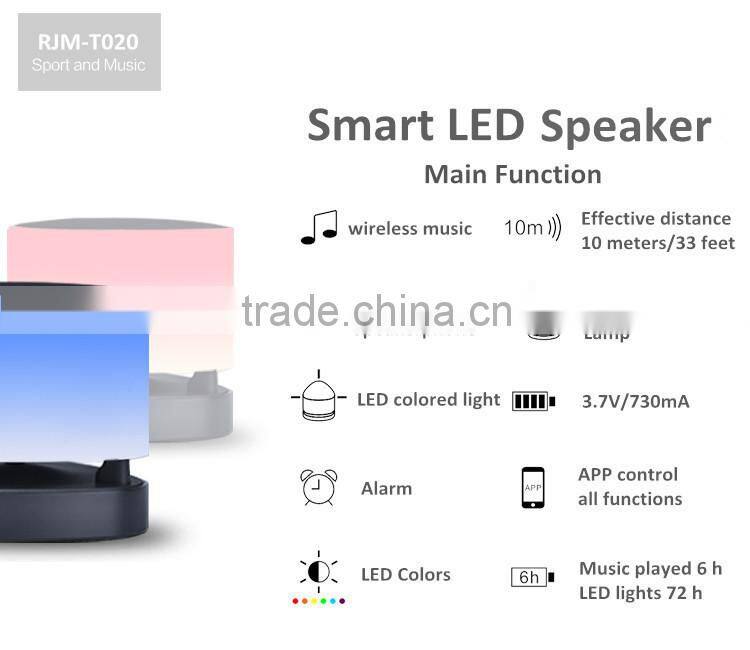 Mini Bluetooth Speaker Smart LED Bed Light Lamp Wireless Music Player