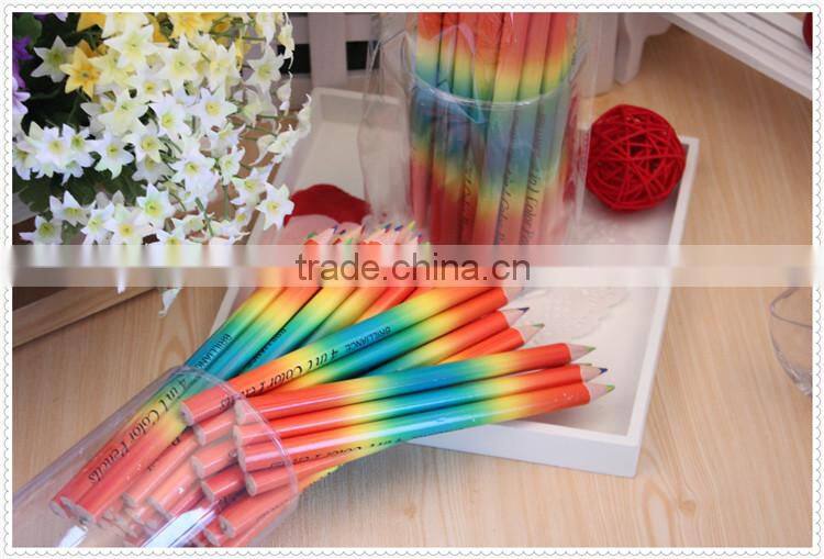 Triangle Jumbo wooden 4C-mixed color pencil in pvc tube