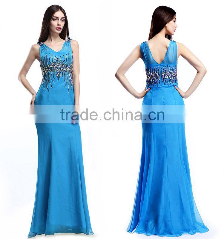 Factory Directly Sell Heavy Beaded Turquoise Blue Bridesmaid Dresses