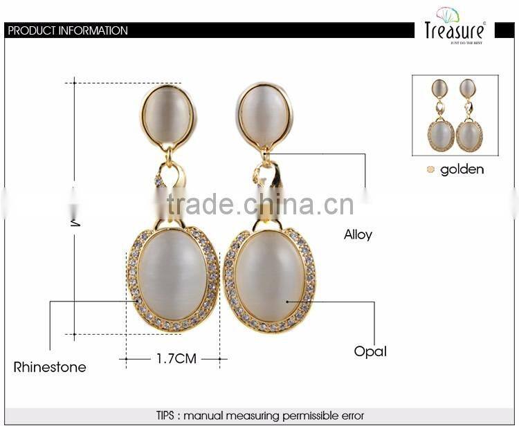 Fashion jewelry hot selling wholesale vintage plated alloy oval fashion stud earrings colorful nice earring opal drop earring