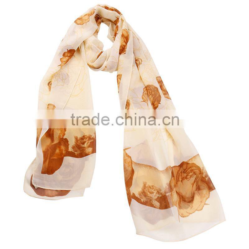 2015 Fashionable Rose Flower Chiffon Scarf Whole Sale - In Stock