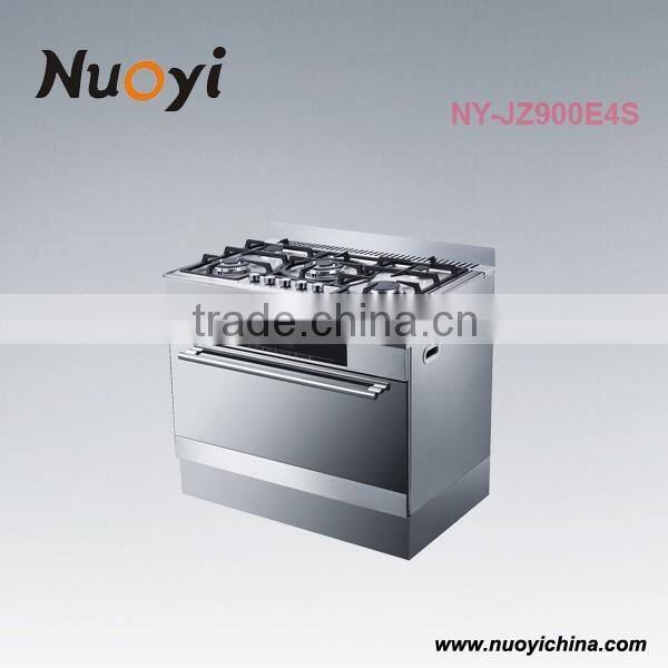 Luxury kitchen appliances supplier 5 plate stainless steel gas stove cooker with 10 fucions oven