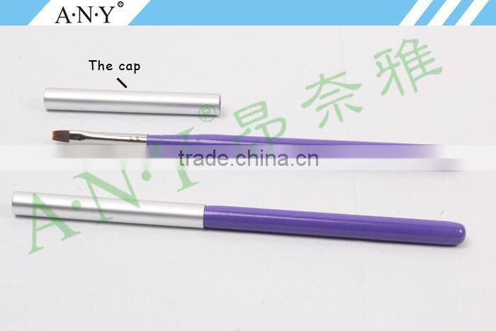 ANY Nail Art Beauty Care Nail Design Wood 7PCS Nail Brush Set Purple Handle