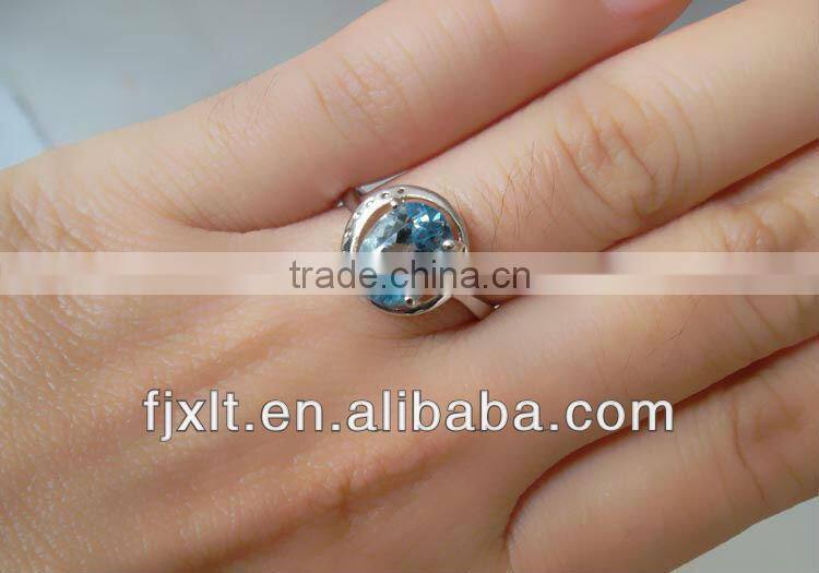 Latest Romantic 925 Sterling Silver Blue Topaz Jewelry Engagement Ring