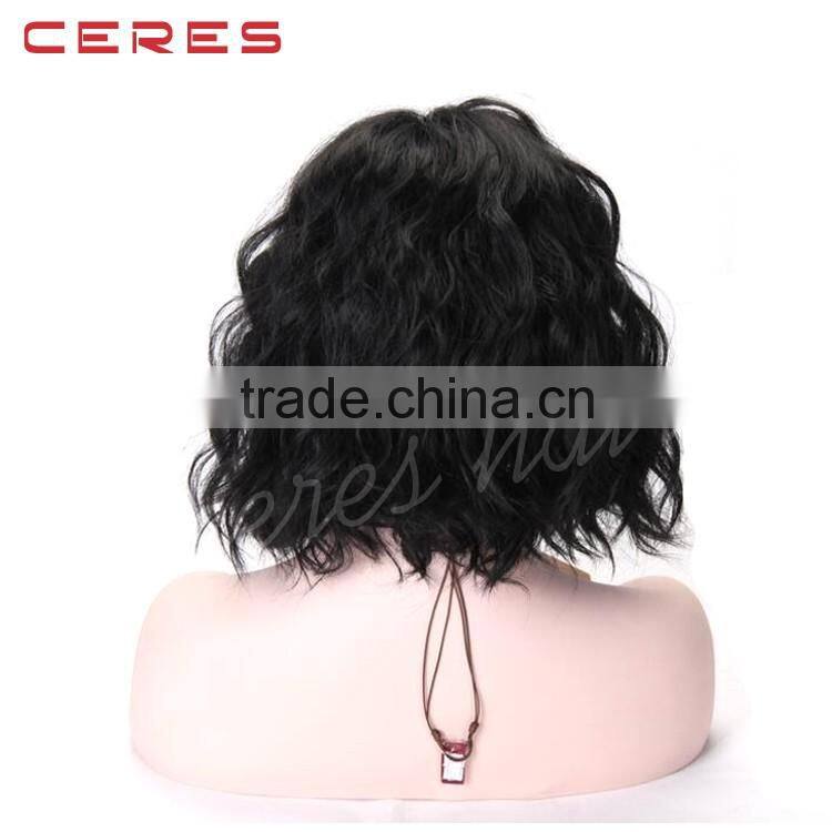 fashional natural color short slight wave lace front wig, wavy wig for young women