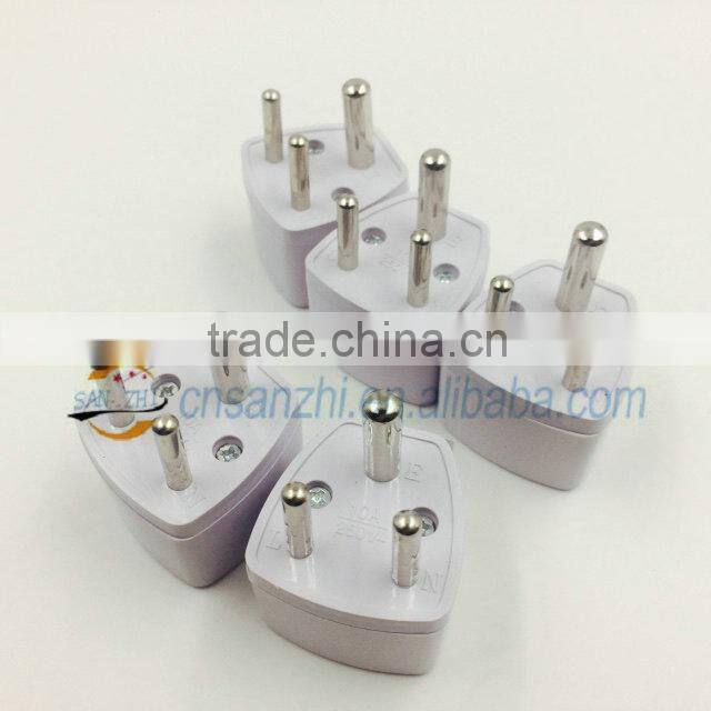 Universal three rounded pins wall charger converter convertor for South Africa