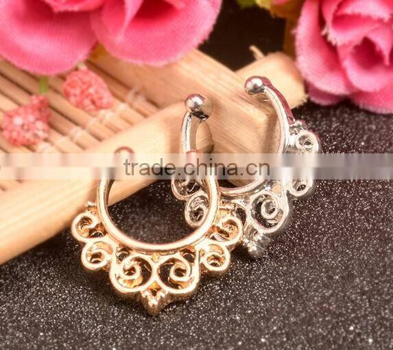 Alloy Charms Fake Septum Nose Ring Non Piercing Hanger Clip On Jewelry