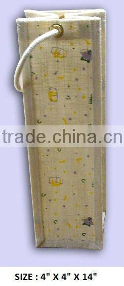 Printed jute wine bag