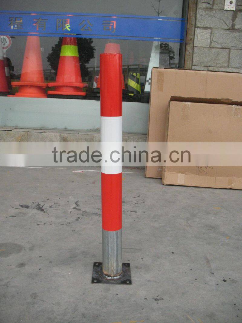 Firm Black and Yellow Steel Warning Post