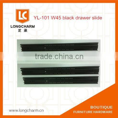 W45mm black 3-fold full extension drawer slide ball bearing slide drawer slides