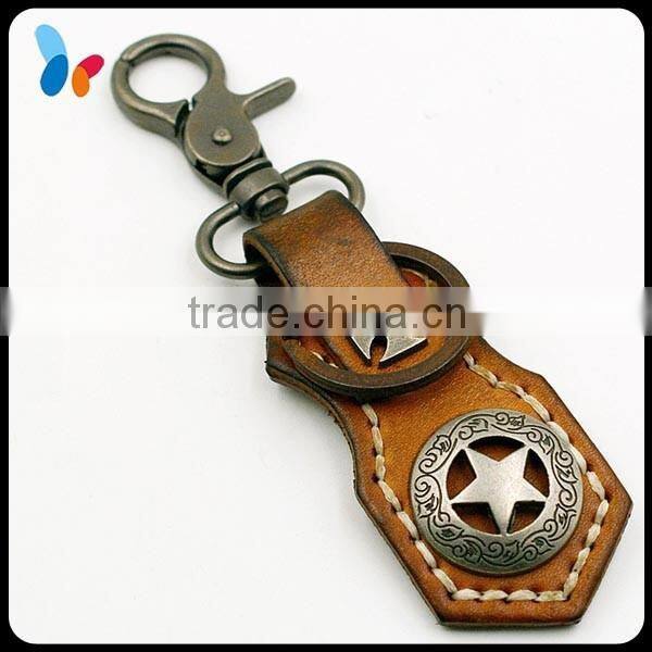 Leather key chain with metal D ring