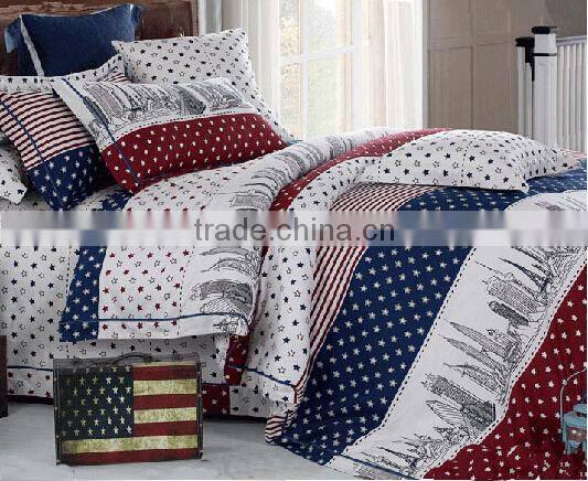 100% cotton new designed most comfortable knitted star printing 4piece sheet set