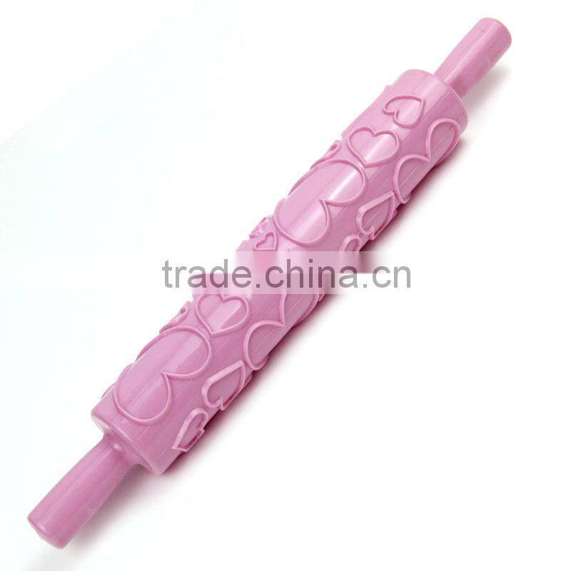 Reposteria Kitchen Embossed heart Plastic Rolling Pin Fondant decorating Dough Roller baking tools