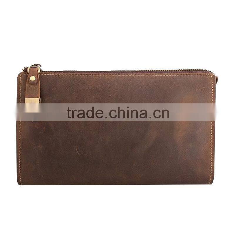 Fashion design mens clutch bag, genuine leather retro wallet for man, China factory wholesale bags