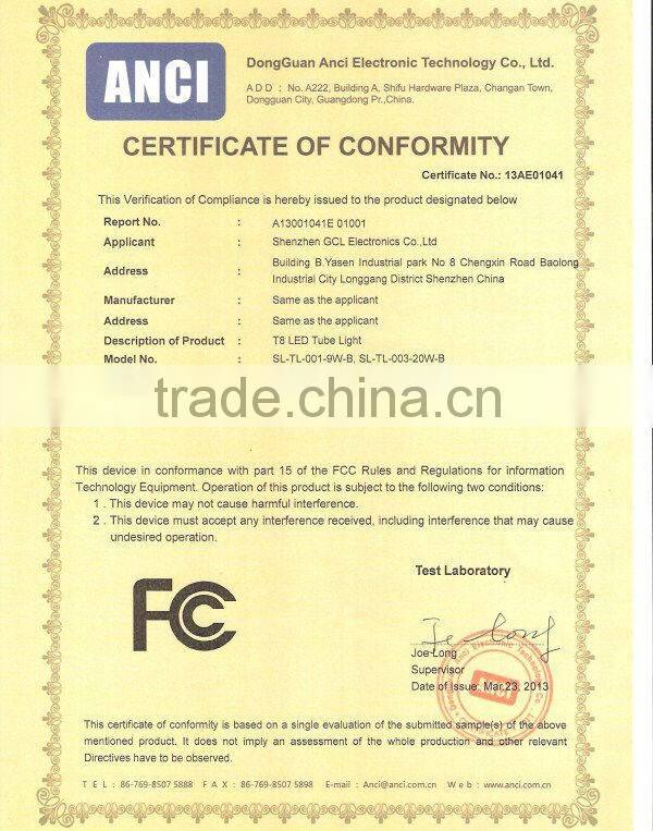 Shenzhen factory supplier 18W T8 1.2m 4ft led tube light SAA Approval