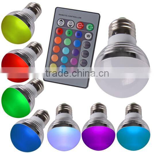alibaba express 110v 220v 3w color remote led bulb