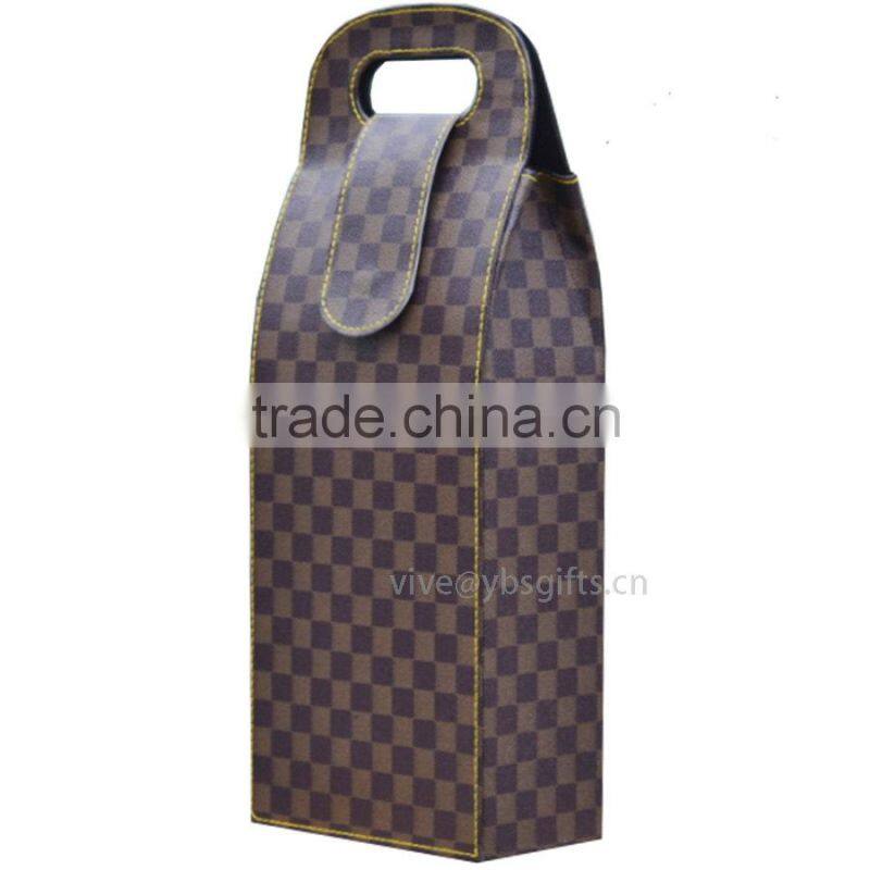 high quality black leather wine bag