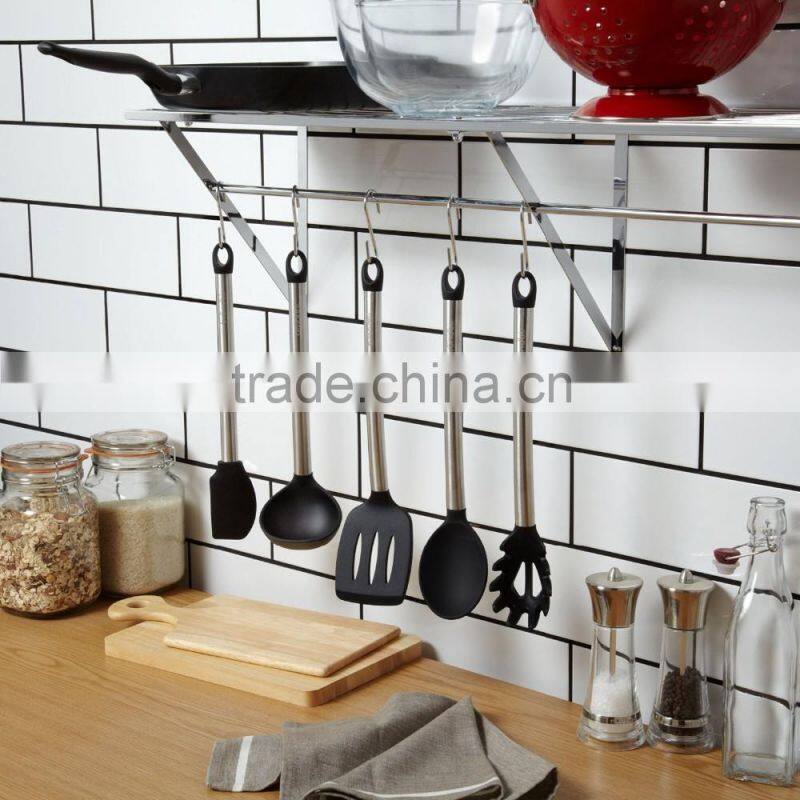 5 Piece Cooking Utensil Set Stainless Steel & Silicone Kitchen Utensils