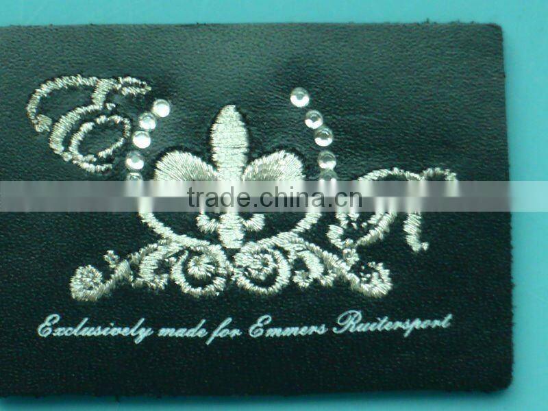 red glove real leather patch with embossed