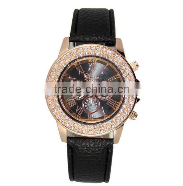 wholesale fashion leather pink quartz women watches ladies