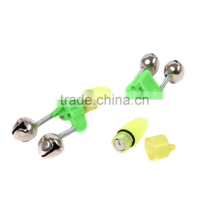 50Pcs Night Fishing Rod Tip Red LED Light Twin Bells Ring Fish Bait Alarm