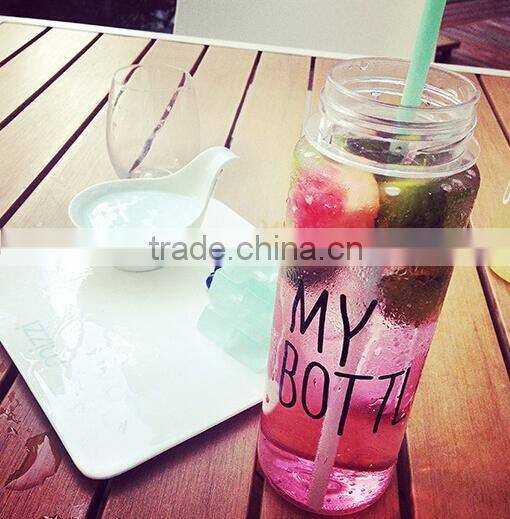 Korea Hot Sale Plastic Sports water bottle 500 ml my bottle With Black Cap