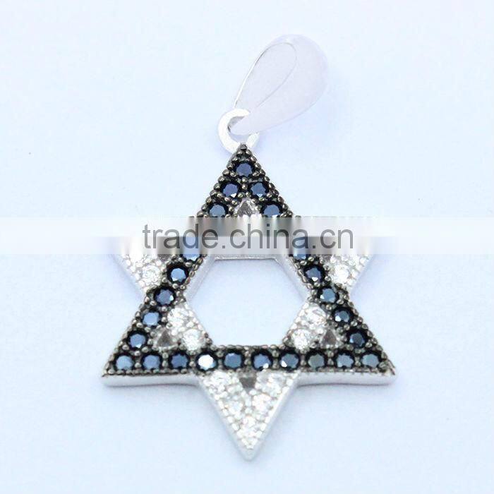 925 sterling silver star of david pendant charm zircon design