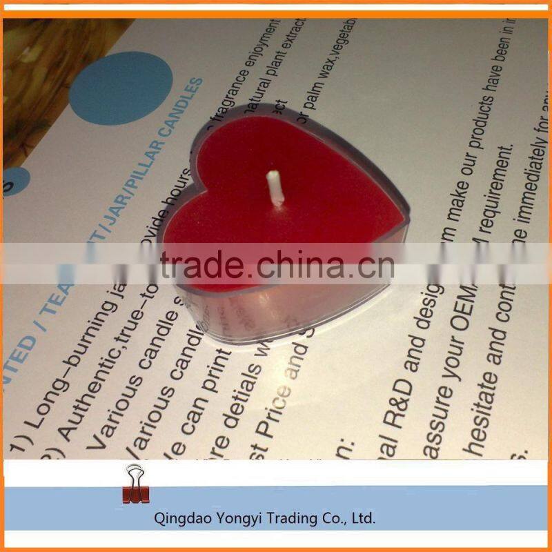 red heart shaped tealight for wedding decoration/candle heart shape