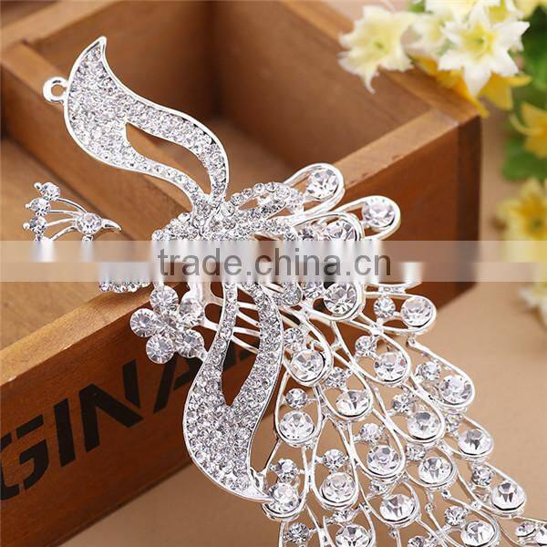 MYLOVE 2015 Hot Sale crystal peacock rhinestone hair accessory handmade hair combs MLF113