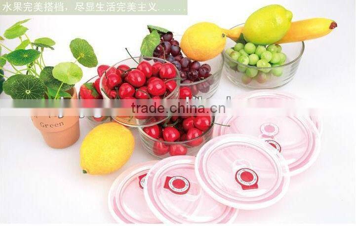 5pcs Good quality round borosilicate glass food container with color box