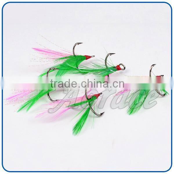 Different specifications outdoor colorful feather fishing hooks stainless steel