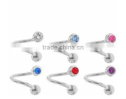 Hot 316l stainless steel twist piercing jewelry labret rings